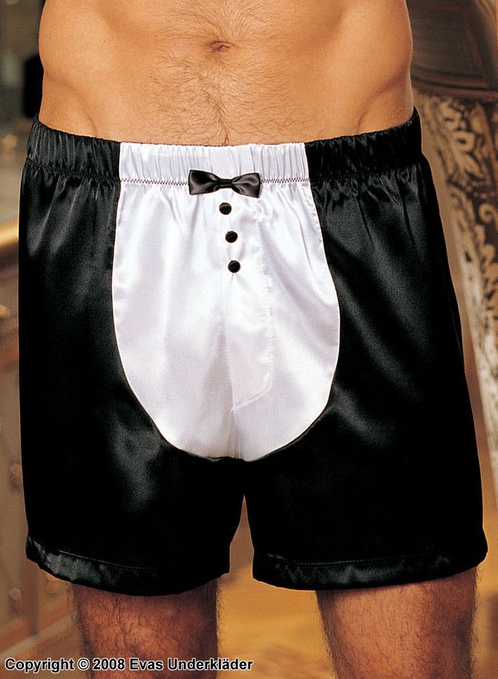 Boxer shorts in charmeuse tuxedo